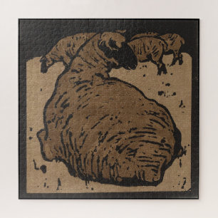 Schapen - Square Animals Illustratie Jigzaag Puzzl Legpuzzel