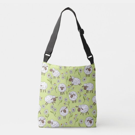 Schapen tellen op honingdauw groen crossbody tas (Voorkant)