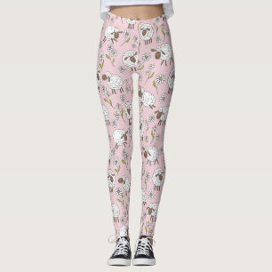 Schapen tellen op katoenen snoep roze leggings