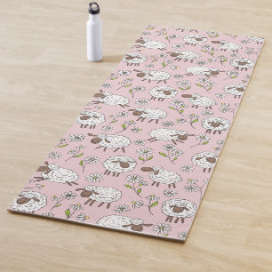 Schapen tellen op katoenen snoep roze yogamat