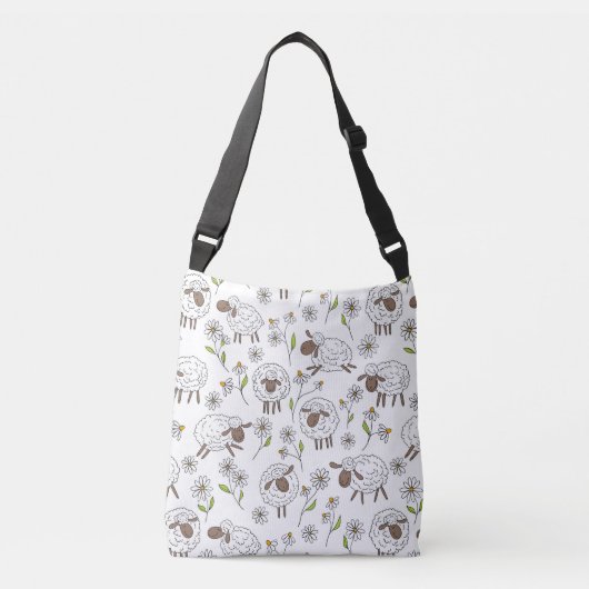 Schapen tellen op wit crossbody tas (Voorkant)