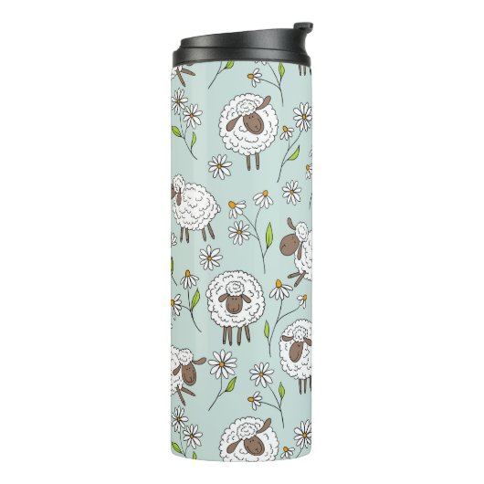 Schapen tellen op zee glasblauw thermosbeker (Gedraaid links)