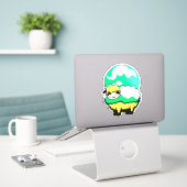 Schapen-thema Stickers Flock to Fun (Laptop op bureau)