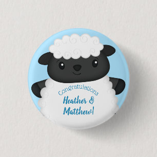 Schapenblauw Baby shower Ronde Button 3,2 Cm