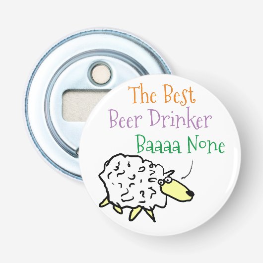 Schapenontwerp voor een bierdrinker button flesopener (Voorkant)