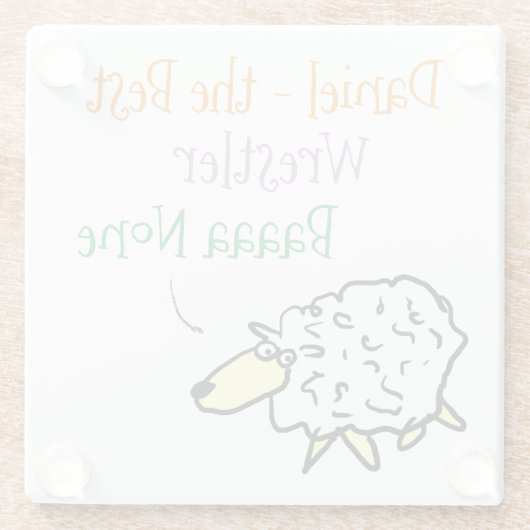 Schapenontwerp voor een Onderzetter met rustelglas Glazen Onderzetter (Achterkant)