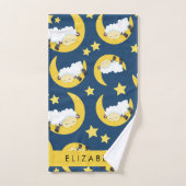 Schapenpatroon, Slapen Schaap, Maan, Jouw naam Bad Handdoek (Handdoek)