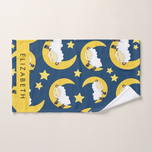 Schapenpatroon, Slapen Schaap, Maan, Jouw naam Bad Handdoek (Handdoek)