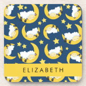Schapenpatroon, Slapen Schaap, Maan, Jouw naam Bier Onderzetter (Voorkant)