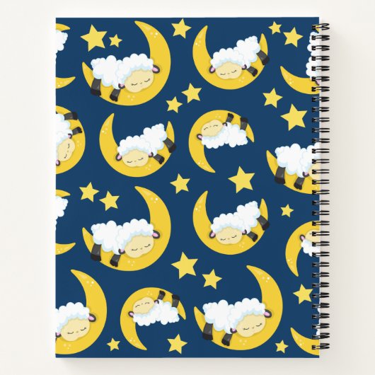 Schapenpatroon, Slapen Schaap, Maan, Jouw naam Notitieboek (Achterkant)