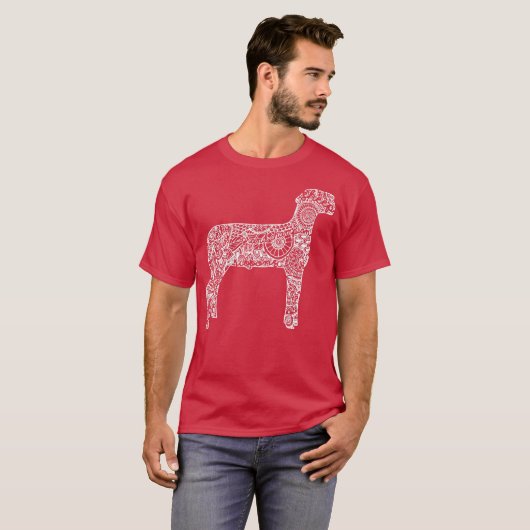 Schapenvee Show Mandala Lamb Ram Stock T-shirt (Voorkant volledig)