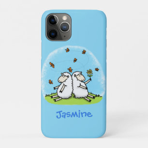 Schapenvrienden en vlinders cartoon iPhone 11 pro hoesje