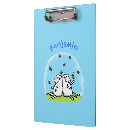 Schapenvrienden en vlinders cartoon klembord (Links)