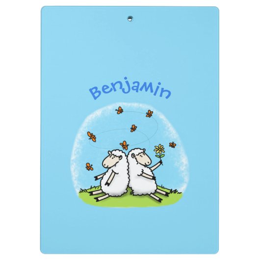 Schapenvrienden en vlinders cartoon klembord (Achterkant)