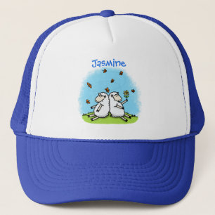 Schapenvrienden en vlinders cartoon trucker pet