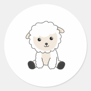 Schapenwol Funny Animals Baby Lamb Ronde Sticker