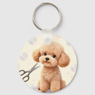 Scharen voor het verzorgen van cute Poodles Borrel Sleutelhanger