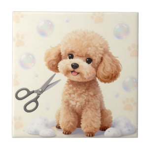 Scharen voor het verzorgen van cute Poodles Borrel Tegeltje