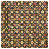 Scharlaken en Crème Bloemen Stof (Swatch)