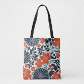 Scharlaken en zwart Modern Floral Tas (Voorkant)