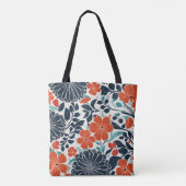 Scharlaken en zwart Modern Floral Tas (Achterkant)