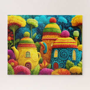 Scharlaken Gebreide Fantasie Whimsische Surrealist Legpuzzel