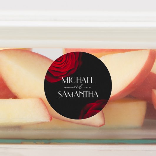 scharlaken rode roos bloemblaadje bruiloft labels (Aangebracht)