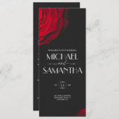  scharlaken rode roos bloemblaadje bruiloft menu (Voorkant / Achterkant)