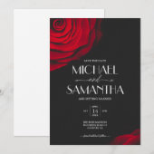  scharlaken rode roos bloemblaadje bruiloft save the date (Voorkant / Achterkant)