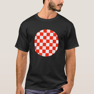 Scharlaken Rood en Wit Checkerboard Patroon Checke T-shirt