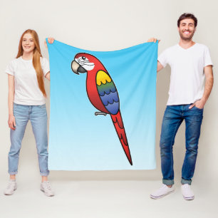 Scharlakenrode Cartoon Ara Papegaai Vogel Fleece Deken