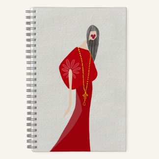 Scharlakenrode Vrouw Stijl Glam Mode Kunst Notitie Notitieboek