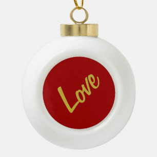 Scharlakenrood Gouden Kleuren Liefde Bruiloft Call Keramische Bal Ornament