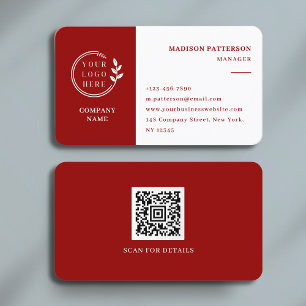 Scharlakenrood Witte Aangepaste Logo QR Code Profe Visitekaartje