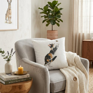 Scharme Calico Kat & Vlinder Aquarel Dekendeken Kussen