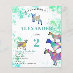 Scharme Geiten Aquarel Verjaardagsfeest Budget Flyer