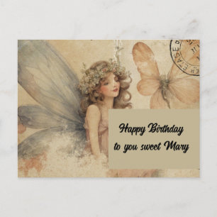 Scharme Sprookjesfee Vintage Grunge Verjaardag Briefkaart
