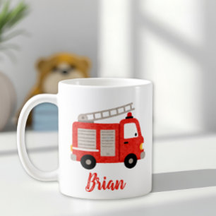 Scharme Waterverf Brandweerwagen Persoonlijk Koffiemok