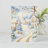 Scharpe Sneeuwbedekte Dorp Kerstkaart (Staand voorkant)
