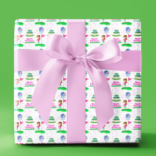 Scharrelende Chibi-meisje Verjaardag Golf Thema Ve Cadeaupapier