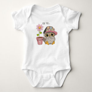 Scharrelende Uil met Bloem Baby Body - Zoete Bloem Romper