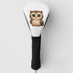 Scharrelende Zachte Uil Grote Ogen Cartoon Digital Golfheadcover