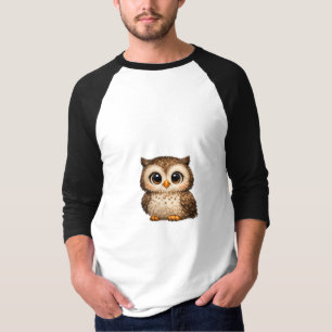 Scharrelende Zachte Uil Grote Ogen Cartoon Digital T-shirt