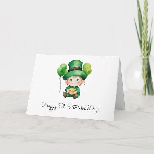 Schat van de Leprechaun: St. Patrick's Dag Feestdagen Kaart (Voorkant)