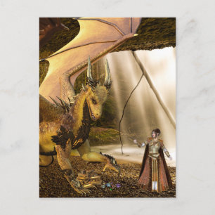 Schat van gouden draak en prinses Elf Briefkaart