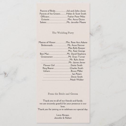 Schat van het Zee Wedding Program Programma (Achterkant)