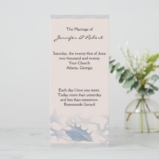 Schat van het Zee Wedding Program Programma (Staand voorkant)