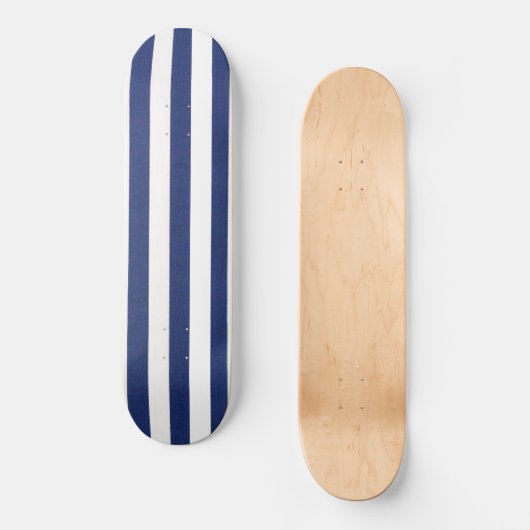 Schatbord Solid Dark Blue & White Stripe Skateboard (Voorkant)