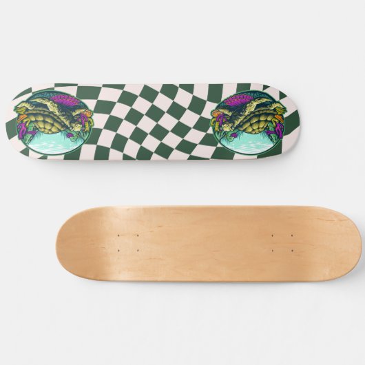 Schateboard Checkerboard Turtle Shell under Water Skateboard (Horizontaal)
