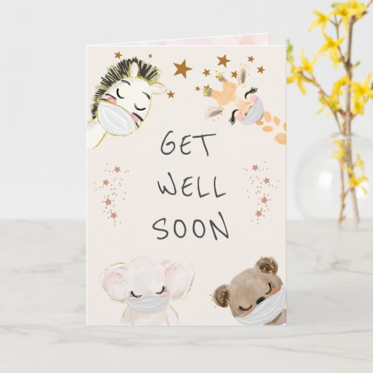 schatje dieren krijgen een goede kaart (Gele Bloem)